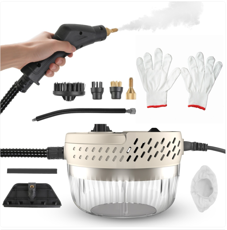 1Pc 2500W Handheld High Temperature And Pressure Steamer Cleaner With 1400ML Tank 9 Accessories 6 Steam Levels For Dirt Grease Grout Tile Floor Couch Car