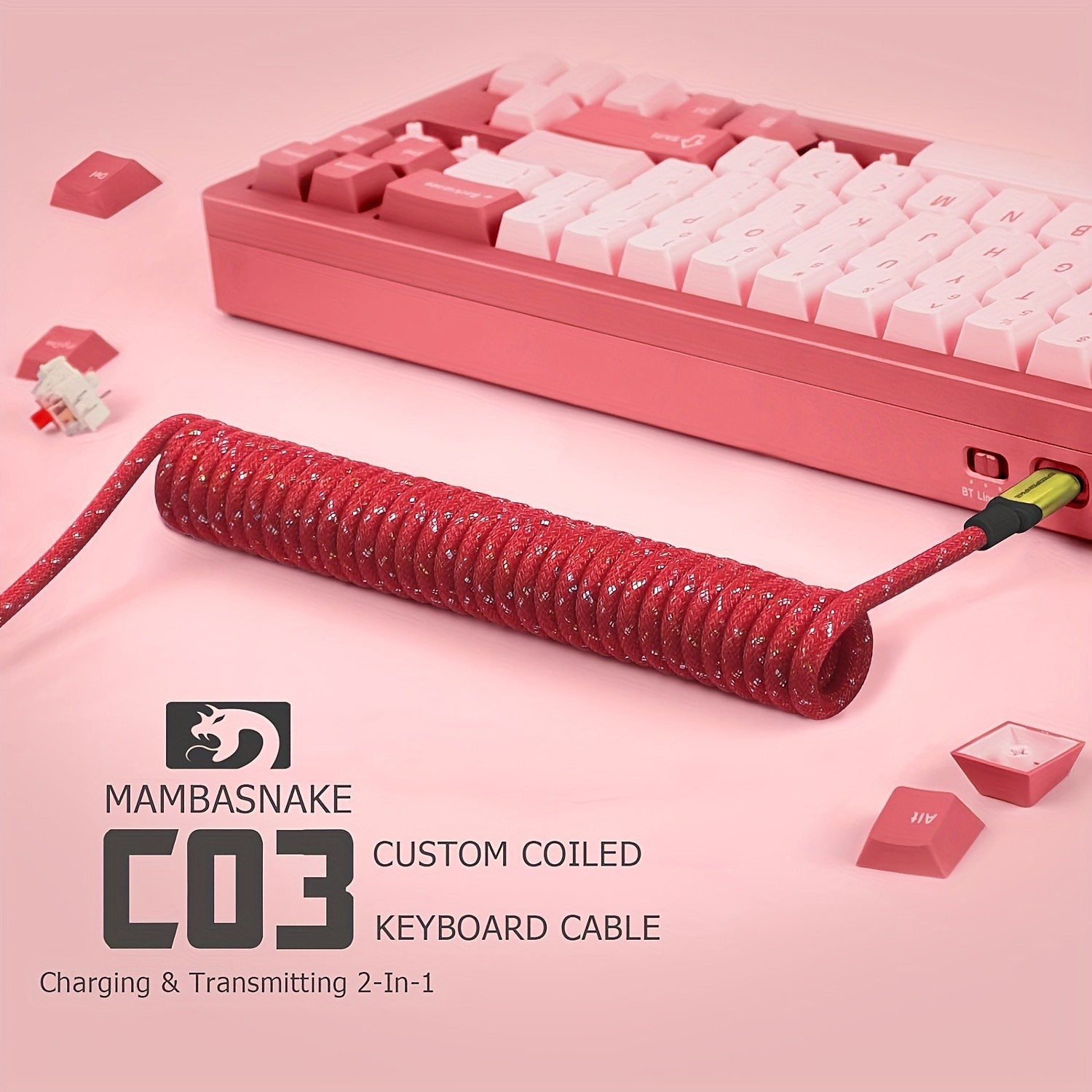 ATTACK SHARK C03 Coiled USB-C Cable