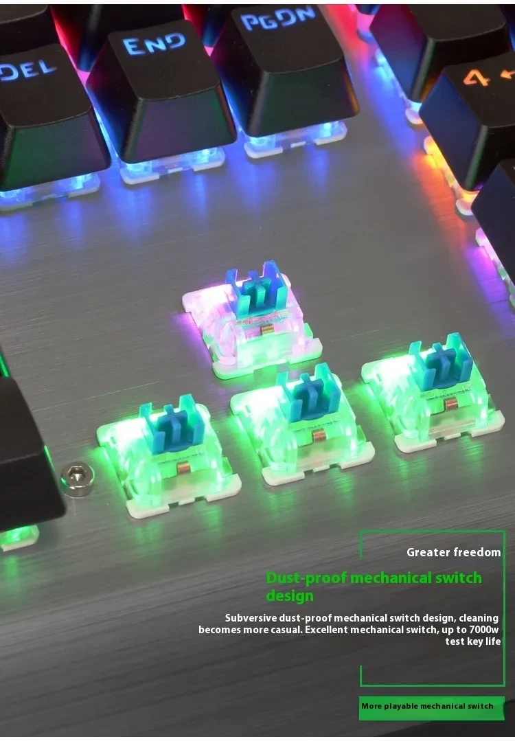 Green Axis Metal Panel With Wrist Splint Wired Professional Gaming Keyboard