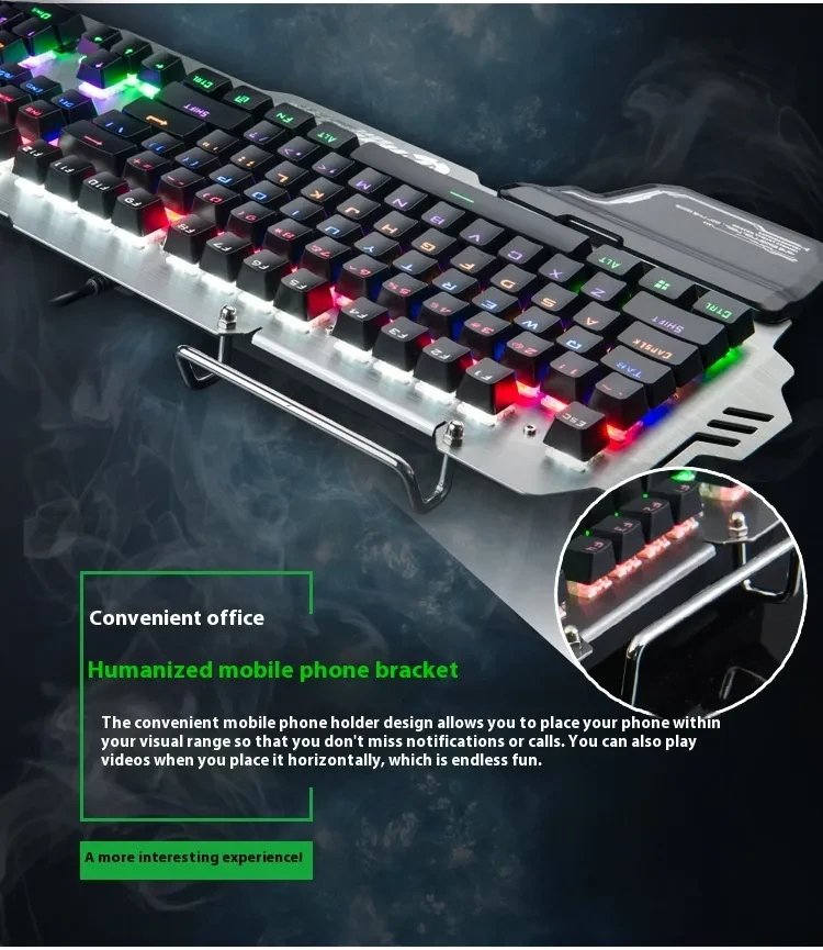 Green Axis Metal Panel With Wrist Splint Wired Professional Gaming Keyboard