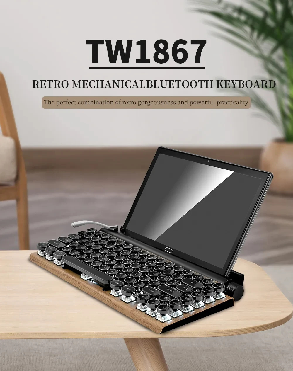 Retro Typewriter Bluetooth Mechanical Keyboard