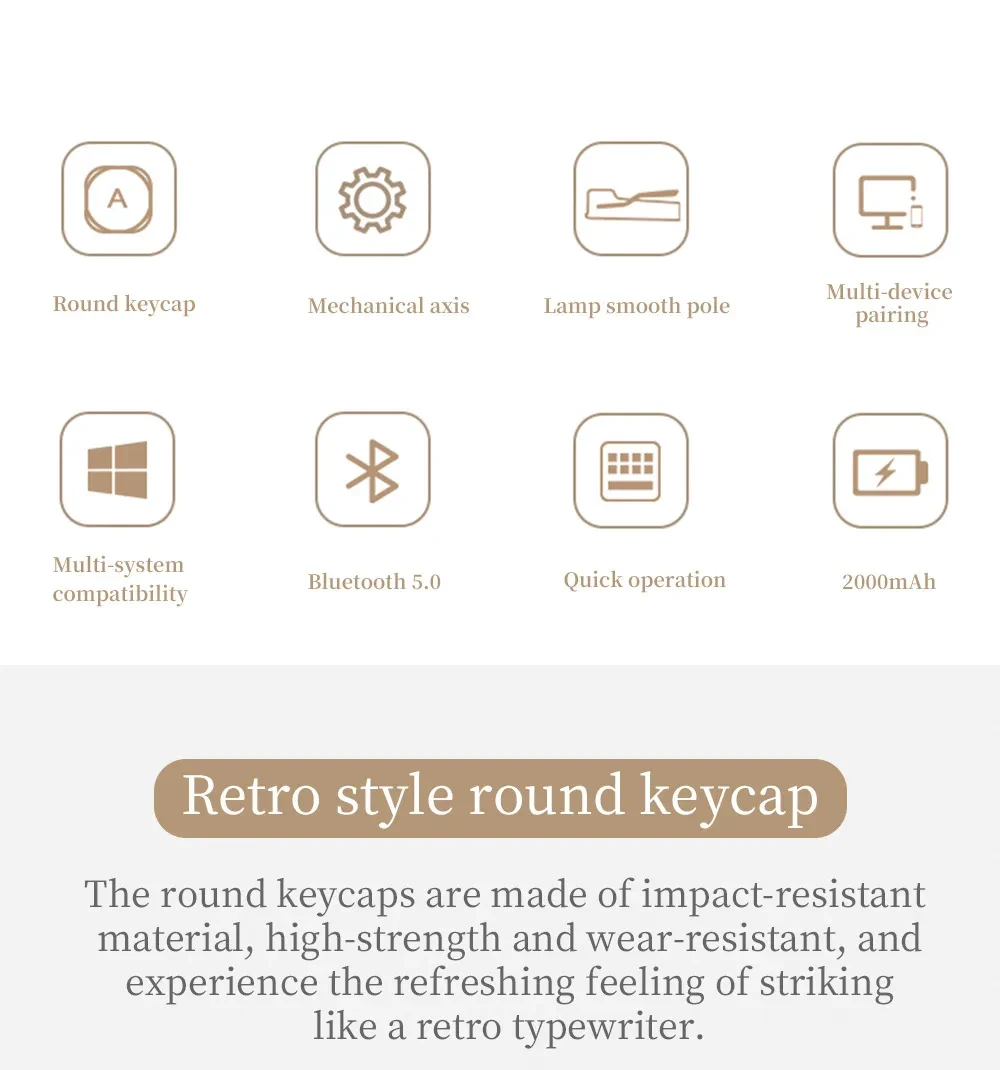 Retro Typewriter Bluetooth Mechanical Keyboard