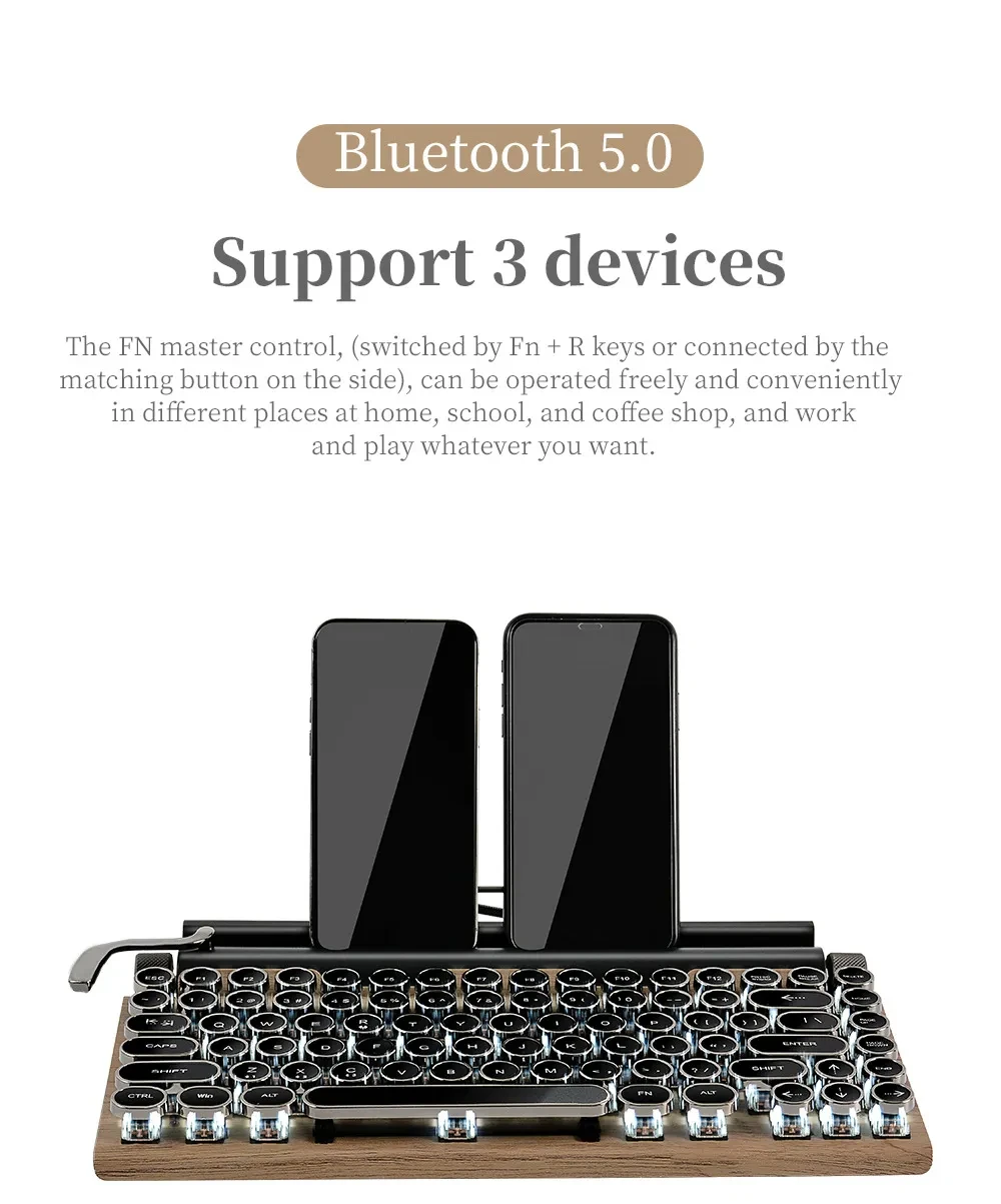 Retro Typewriter Bluetooth Mechanical Keyboard