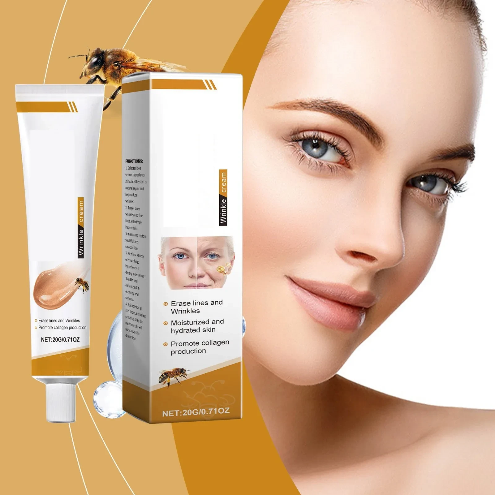 Bee Venom Anti-Wrinkle Face Cream - Hydrating & Brightening Skin Care