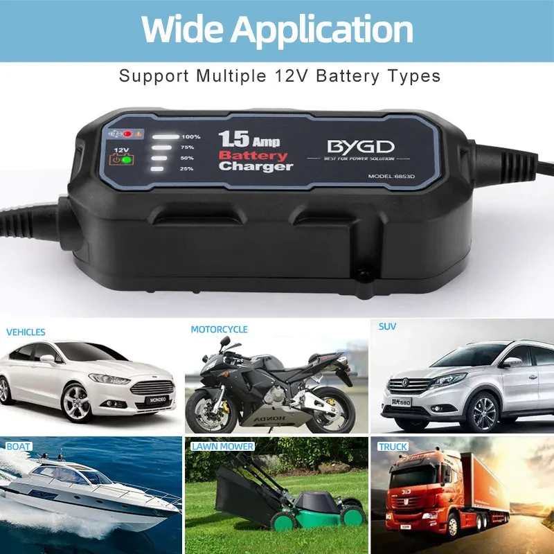 Car And Motorcycle Battery Charger 12V Intelligent Repair Lead-acid Battery Charging 1500mA