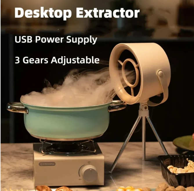 New Portable Desktop Exhaust Fan – Mini Kitchen Hood Extractor with USB Charging