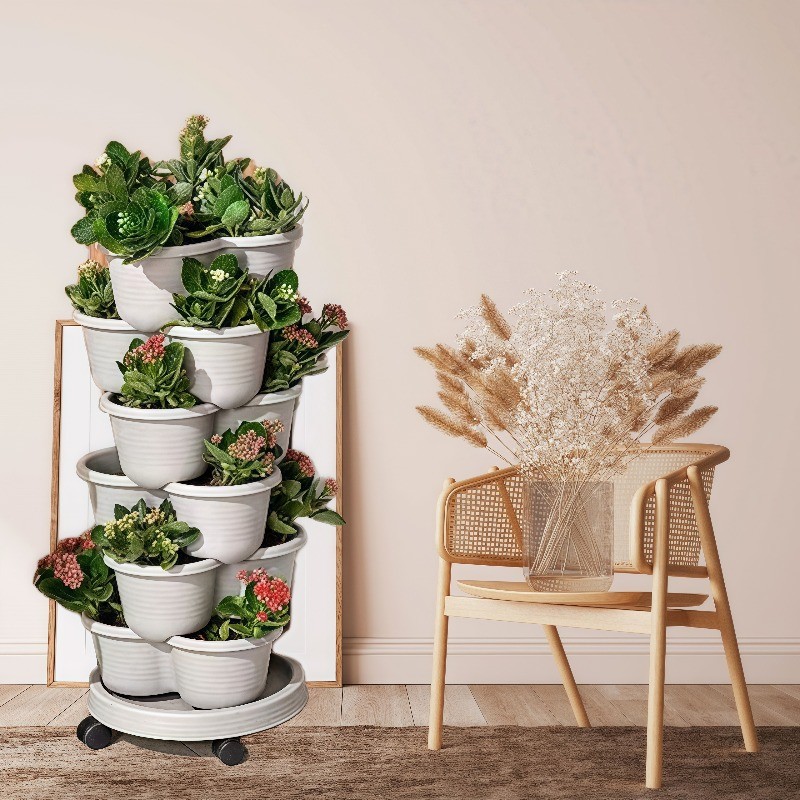 4-Tier Stackable Multi-Layer Planter – Modern, Movable & Beautifully Practical
