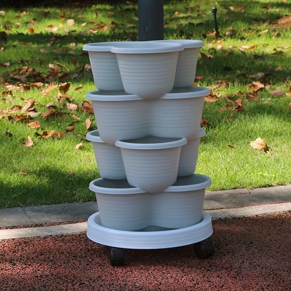 4-Tier Stackable Multi-Layer Planter – Modern, Movable & Beautifully Practical