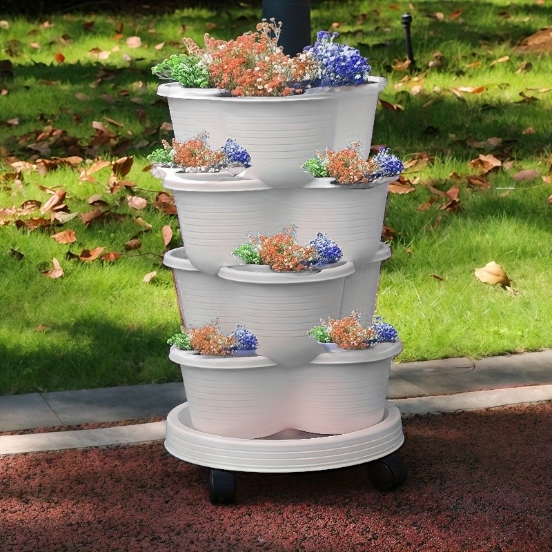 4-Tier Stackable Multi-Layer Planter – Modern, Movable & Beautifully Practical