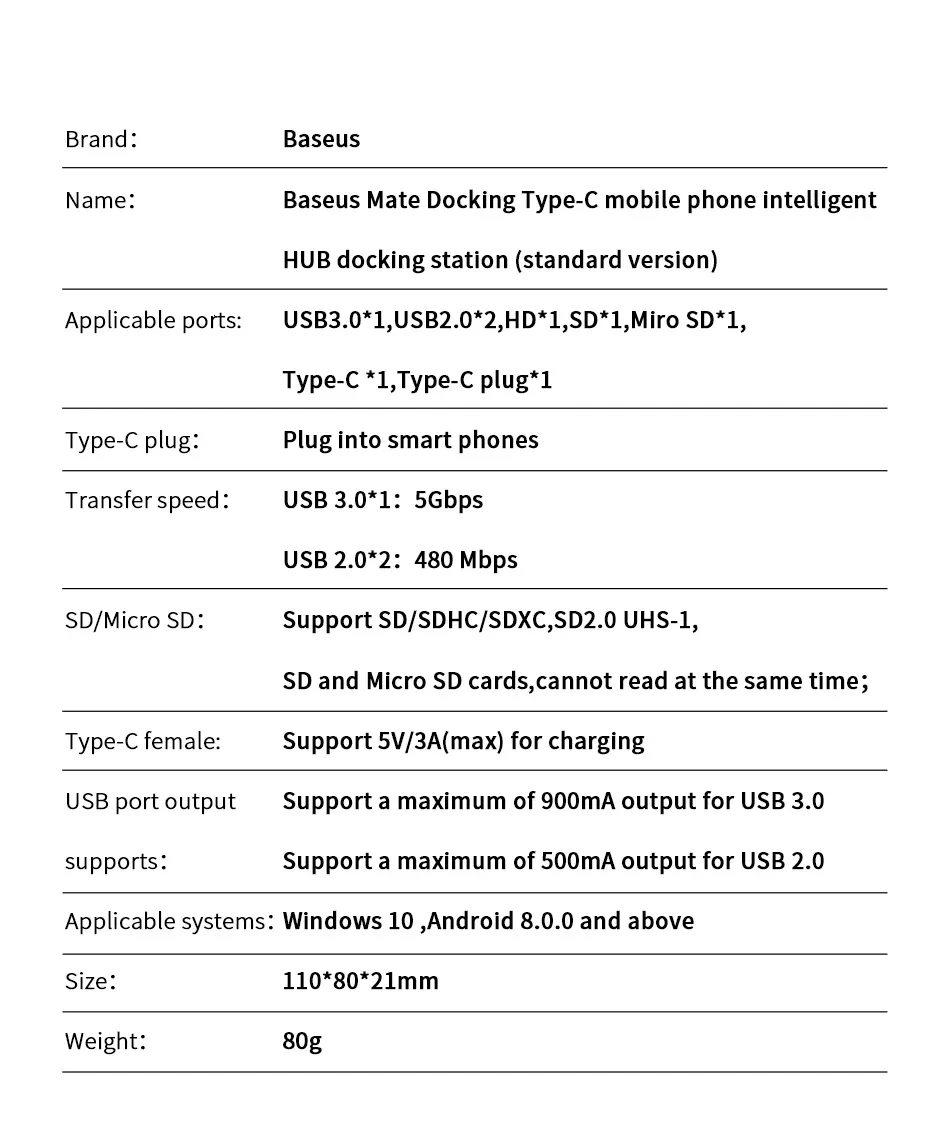 Type-C Mobile Phone Smart HUB Docking Station USB-C Charging Base HDMI Projection Converter Head