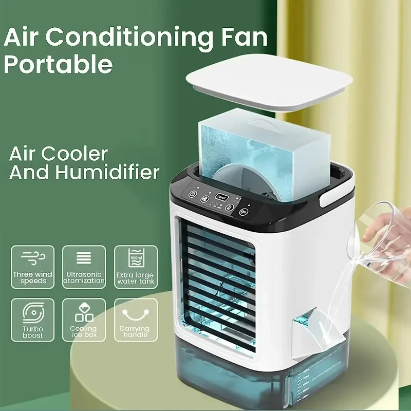 New Style Air Cooler Desktop Air Conditioner Fan Dual Spray Cooling Electric Fan Air Cooler USB Portable Refrigeration