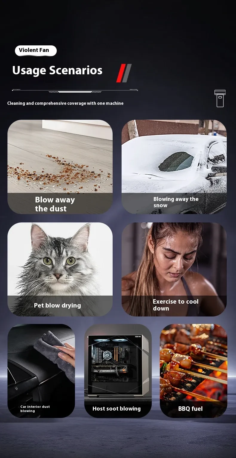 High-power High-speed Turbine Dust Removal Snow Blowing Emergency Lighting Rescue Broken Window Hammer Fan