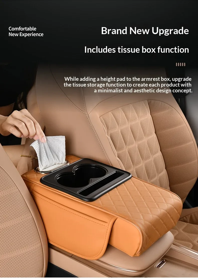 Multifunctional PU Leather Car Armrest Box Mat