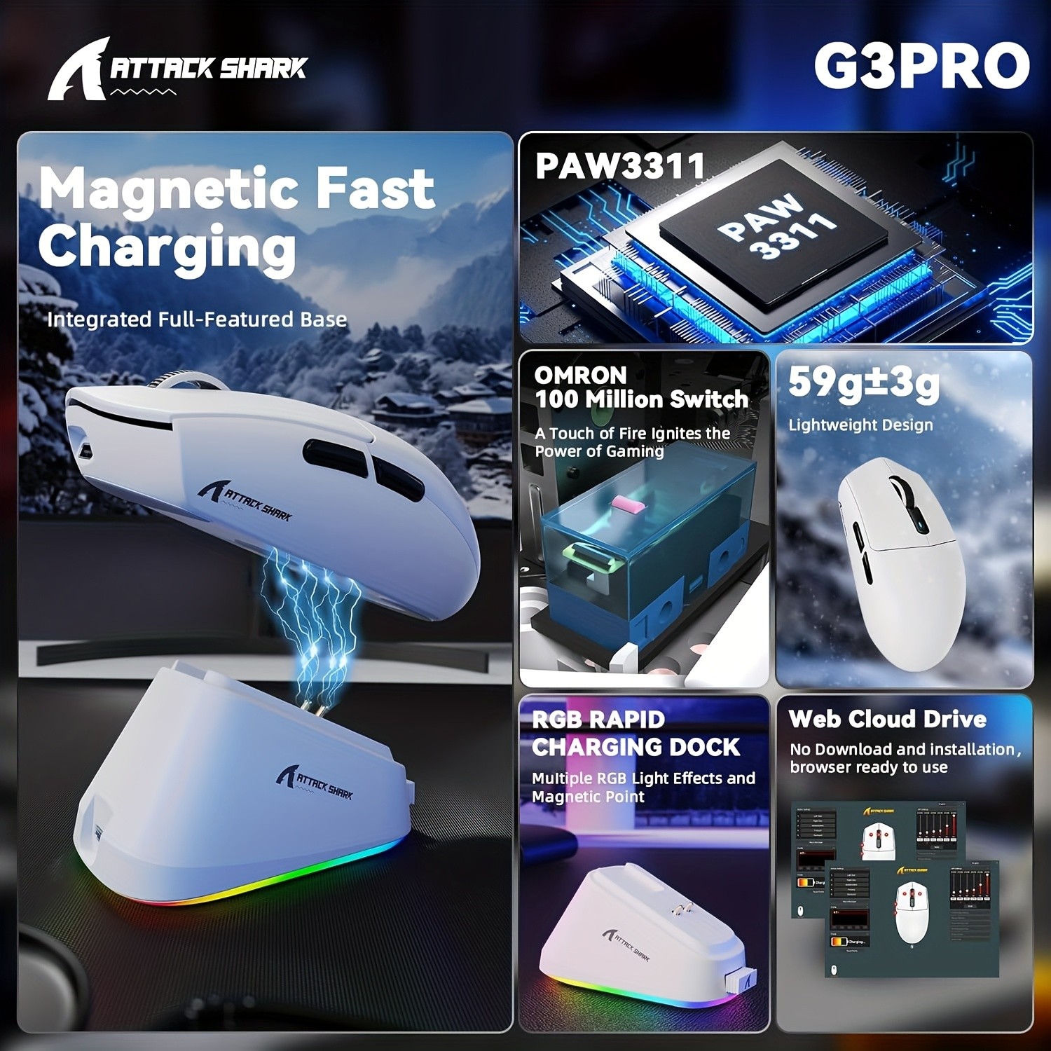 ATTACK SHARK G3PRO Wireless Gaming Mouse – Pro-Level Precision and Freedom for NZ Gamers