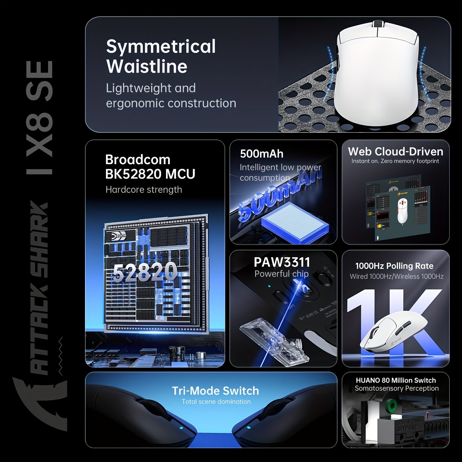 ATTACK SHARK X8 SE Superlight Wireless Gaming Mouse – Elite Speed and Control for NZ Gamers