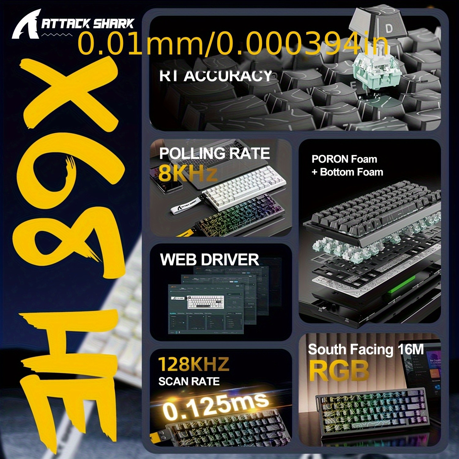 ATTACK SHARK X68 HE 8KHz Rapid Trigger Keyboard – Extreme Speed and Precision for NZ Gamers