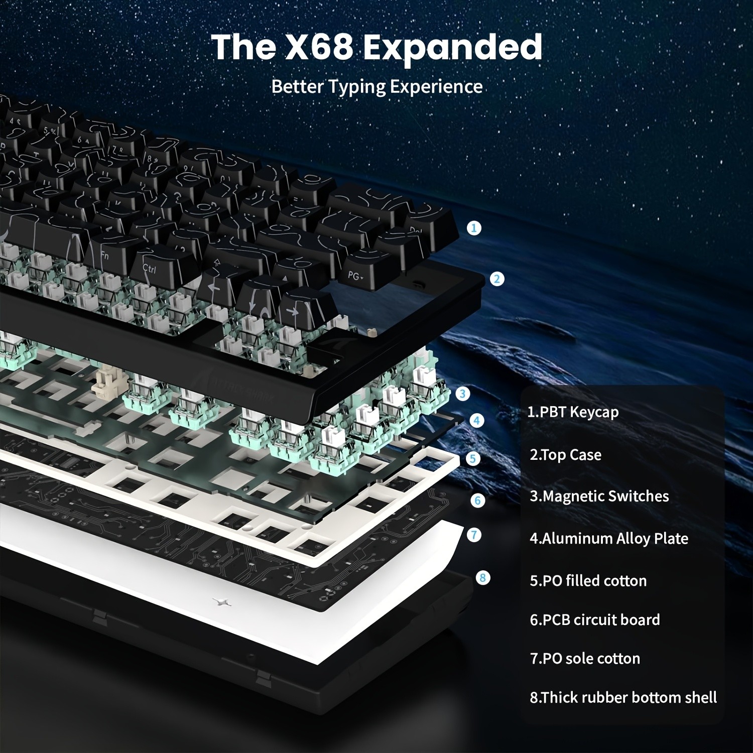 ATTACK SHARK X68 HE 8KHz Rapid Trigger Keyboard – Extreme Speed and Precision for NZ Gamers