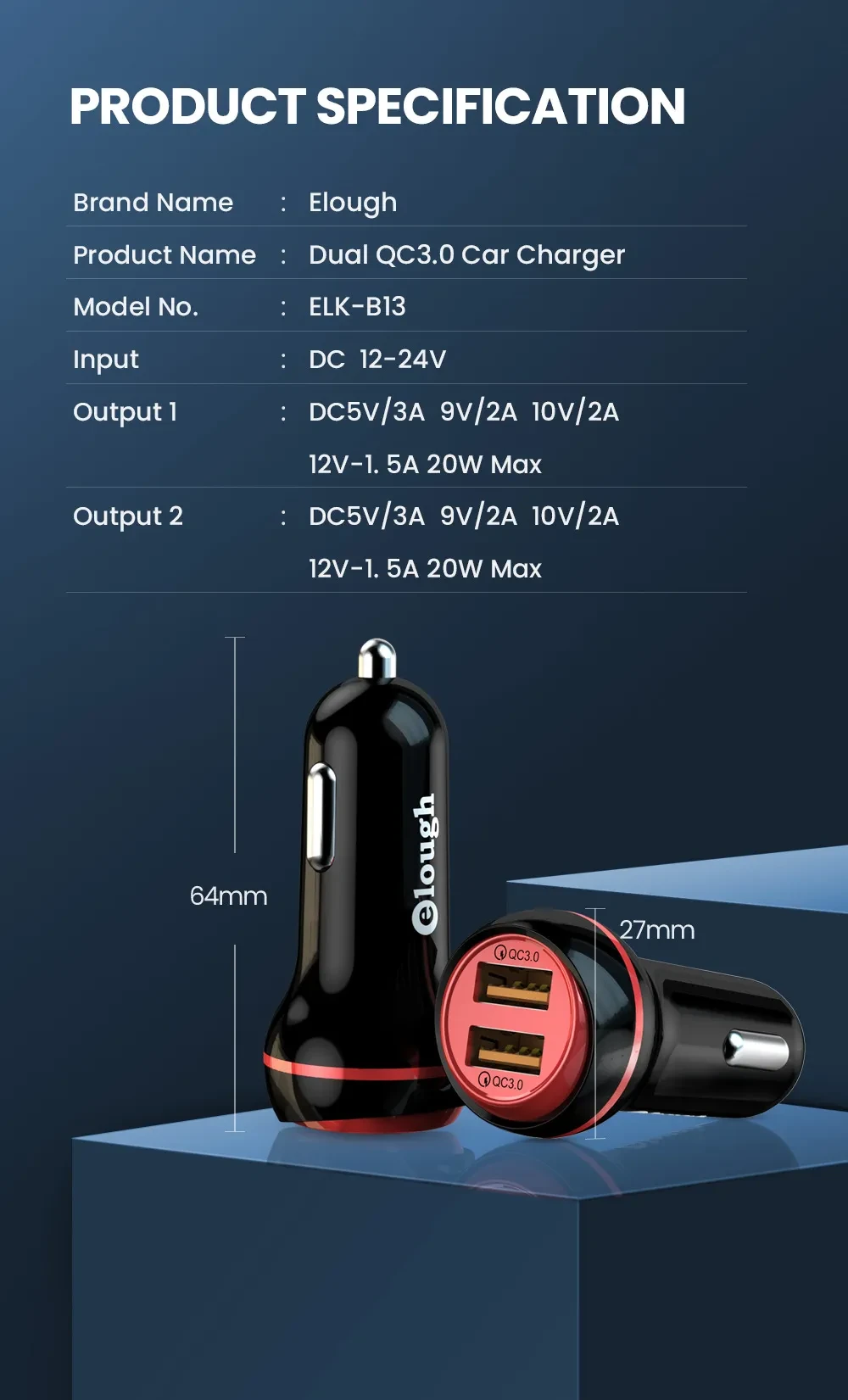 Dual Port Charging Head New USB Car Charger