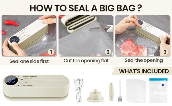 VacuoMini™ 3-in-1 Handheld Vacuum Sealer – Rechargeable Food Freshness System