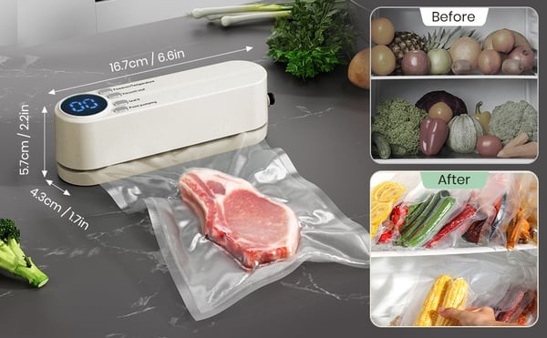 VacuoMini™ 3-in-1 Handheld Vacuum Sealer – Rechargeable Food Freshness System