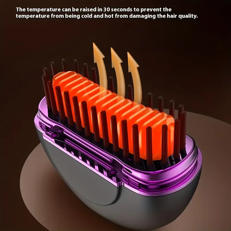 HOTU Portable Ionic Hair and Beard Straightener Brush – Smooth, Stylish, and Travel-Ready Grooming