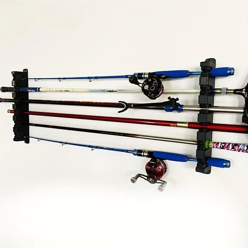 HOTU Vertical/Horizontal Fishing Rod Holder – Wall-Mounted Storage Rack for 6 Rods
