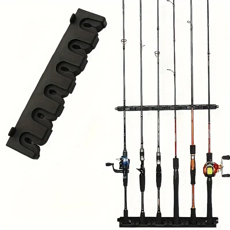 HOTU Vertical/Horizontal Fishing Rod Holder – Wall-Mounted Storage Rack for 6 Rods