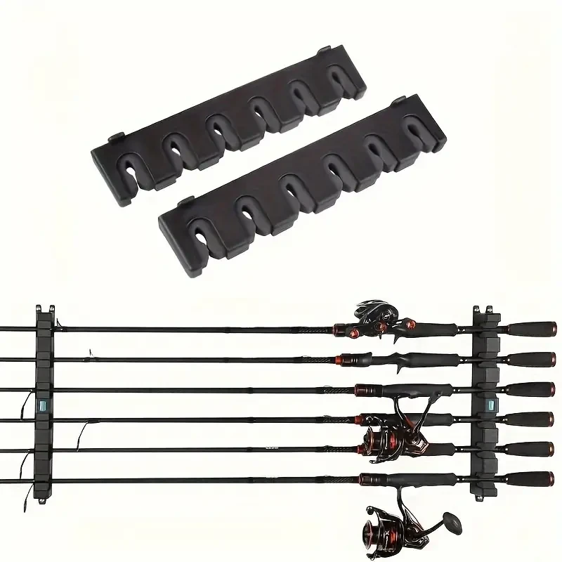 HOTU Vertical/Horizontal Fishing Rod Holder – Wall-Mounted Storage Rack for 6 Rods
