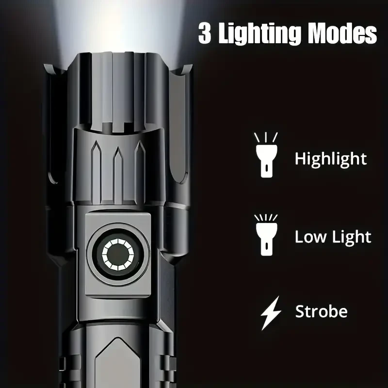 HOTU Ultra-Bright LED Flashlight – Rechargeable, High Lumens & Compact Power for Every Situation