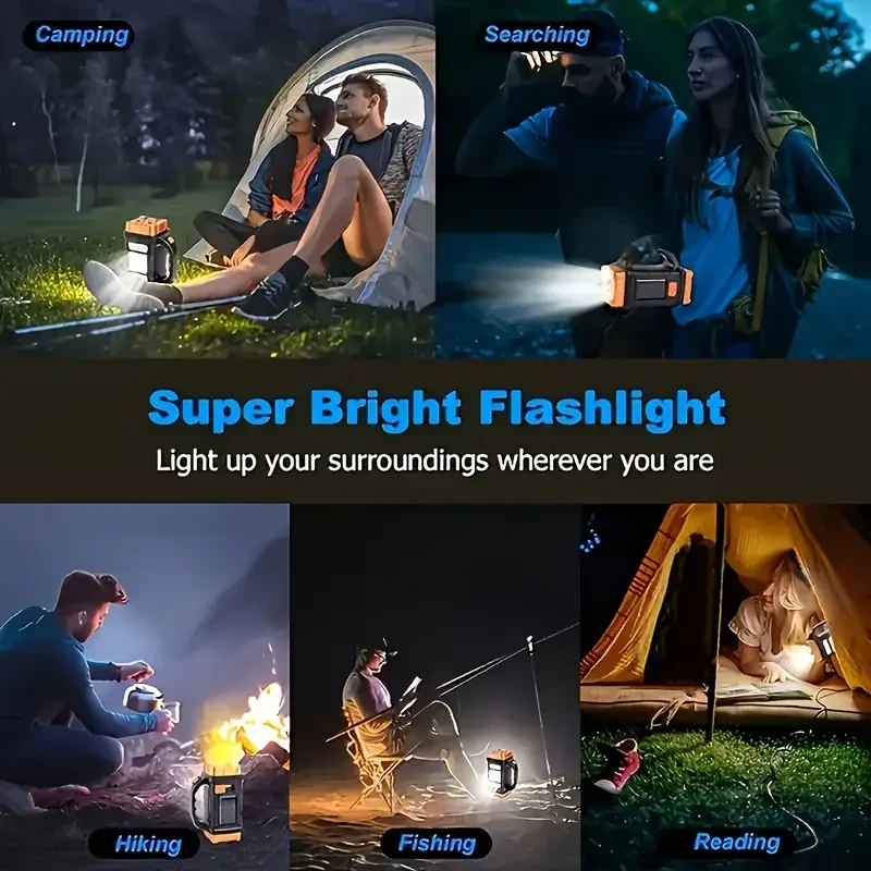 HOTU Solar Portable Light – Multi-Functional USB & Solar Powered LED Work Lamp