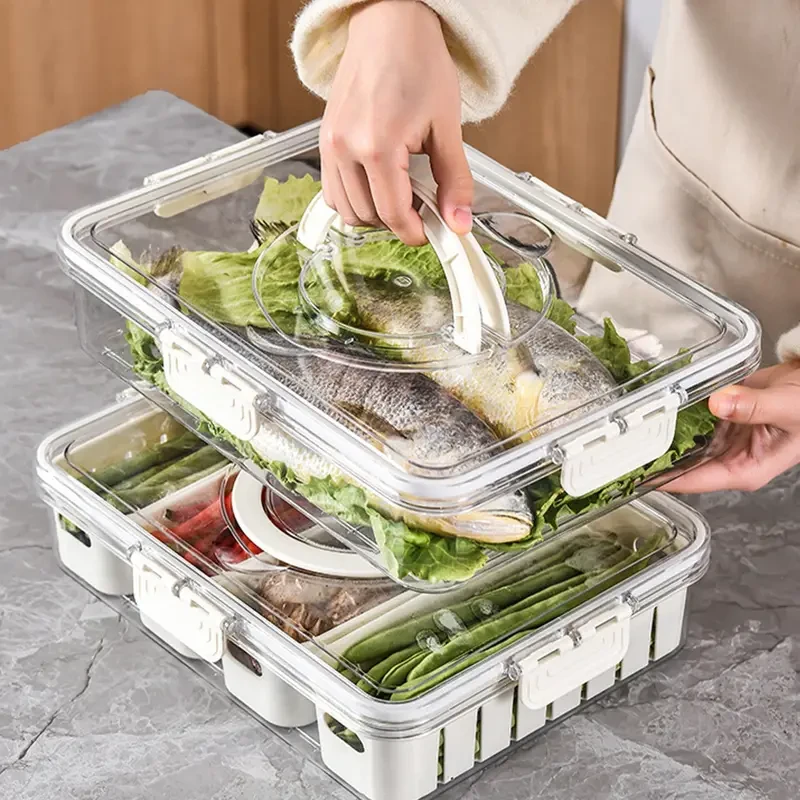 HOTU 4-Section Refrigerator Storage Container – Fresh-Keeping, Multifunctional & Durable