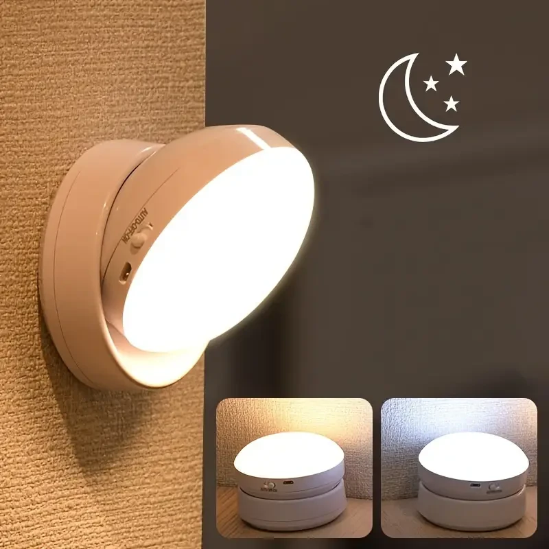 HOTU Auto-On Motion Sensor Night Light – USB Rechargeable, 6-LED Energy-Efficient Lighting