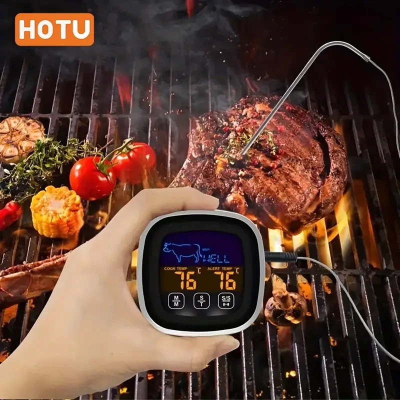 HOTU Digital Meat Thermometer – Precision Cooking with Touch Screen & Timer