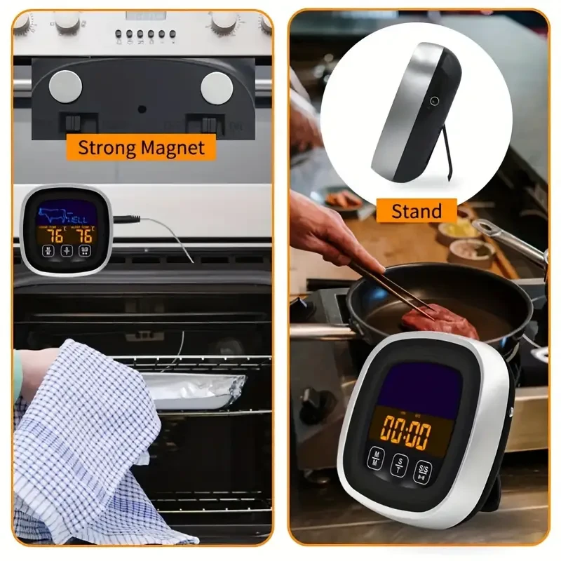 HOTU Digital Meat Thermometer – Precision Cooking with Touch Screen & Timer