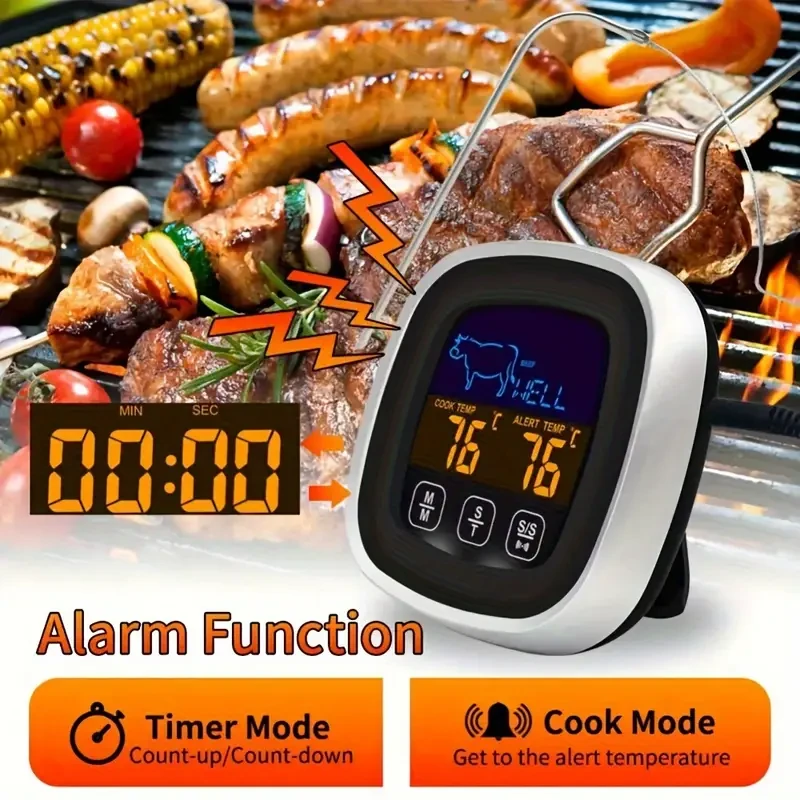 HOTU Digital Meat Thermometer – Precision Cooking with Touch Screen & Timer