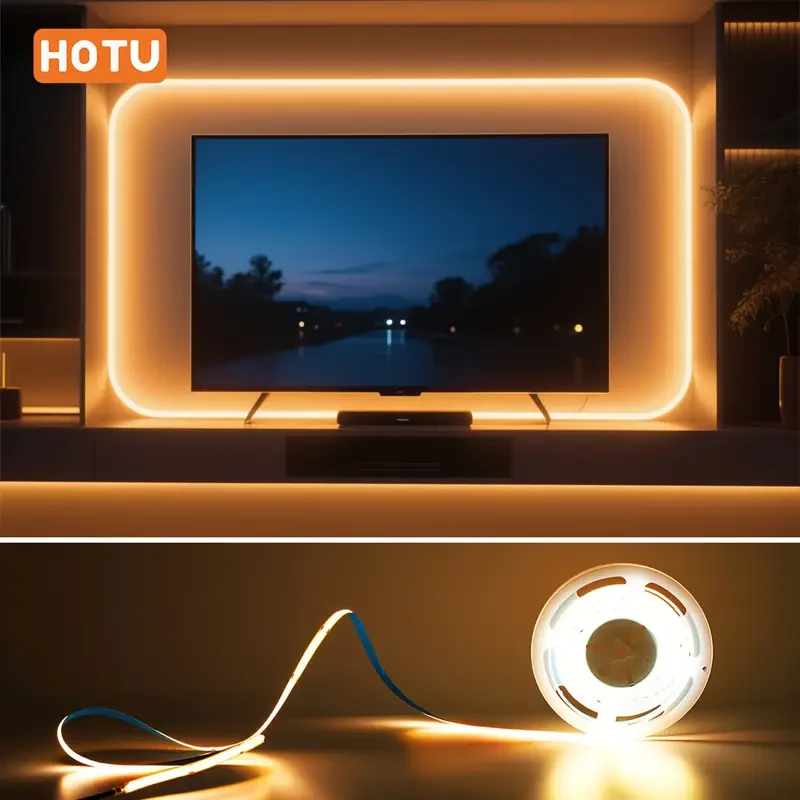 HOTU Thin COB LED Strip Light – Flexible, USB-Powered & Dotless Modern Lighting