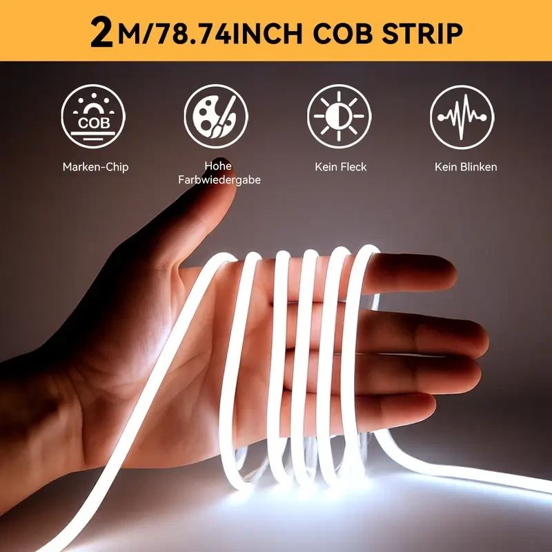 HOTU Thin COB LED Strip Light – Flexible, USB-Powered & Dotless Modern Lighting