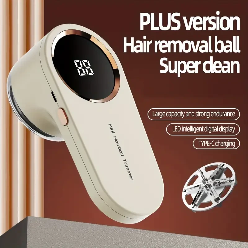 HOTU Fabric Shaver Lint Remover – Rechargeable Electric Sweater Defuzzer with LED Display