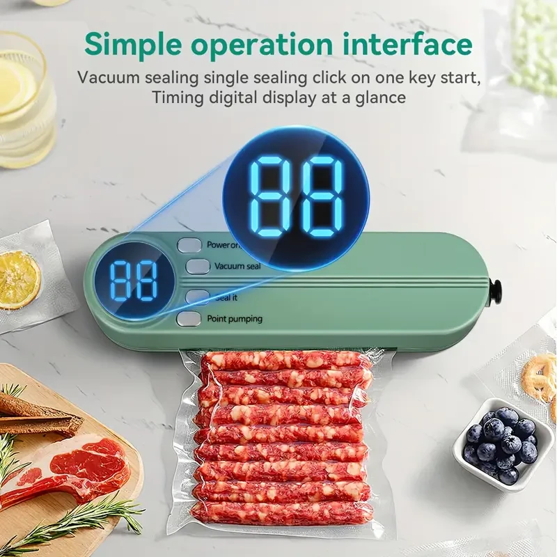 HOTU Portable Food Sealer – 1200mAh Rechargeable Multi-Function Vacuum Sealing System
