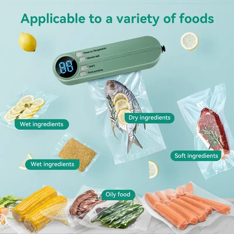 HOTU Portable Food Sealer – 1200mAh Rechargeable Multi-Function Vacuum Sealing System