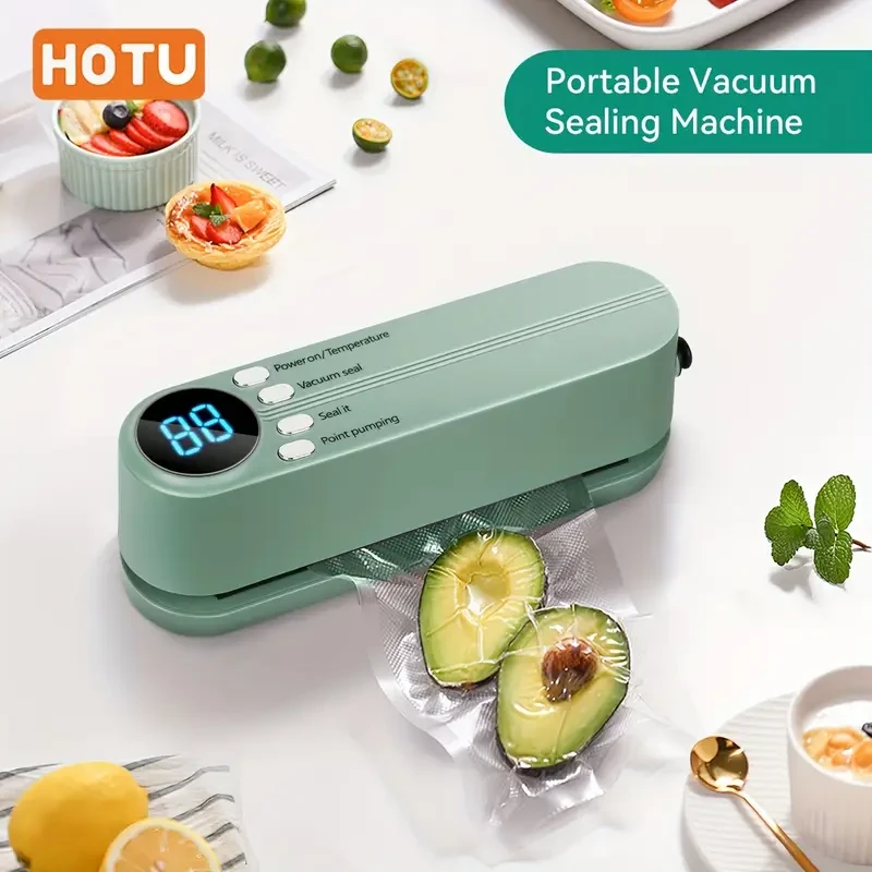 HOTU Portable Food Sealer – 1200mAh Rechargeable Multi-Function Vacuum Sealing System