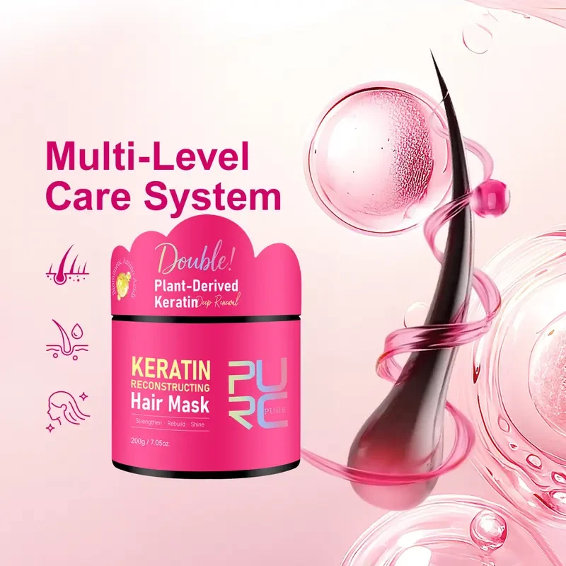 PURC Keratin Reconstructing Hair Mask – No-Rinse Treatment for Strength, Shine & Damage Repair