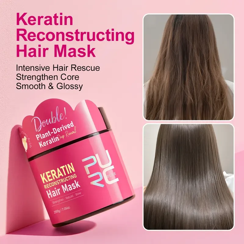 PURC Keratin Reconstructing Hair Mask – No-Rinse Treatment for Strength, Shine & Damage Repair