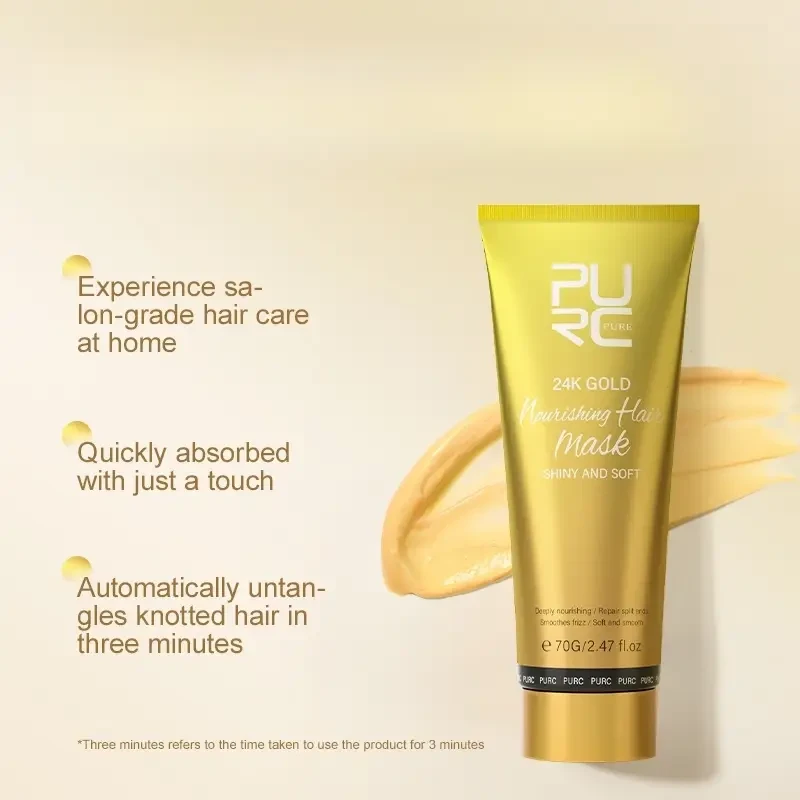 PURC 24K Golden Hair Mask – Luxurious Argan Oil Treatment for Smooth, Moisturised & Frizz-Free Hair