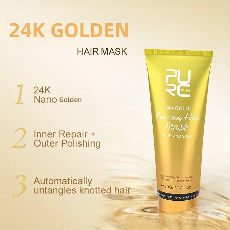 PURC 24K Golden Hair Mask – Luxurious Argan Oil Treatment for Smooth, Moisturised & Frizz-Free Hair