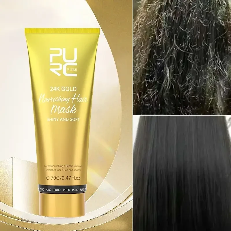 PURC 24K Golden Hair Mask – Luxurious Argan Oil Treatment for Smooth, Moisturised & Frizz-Free Hair