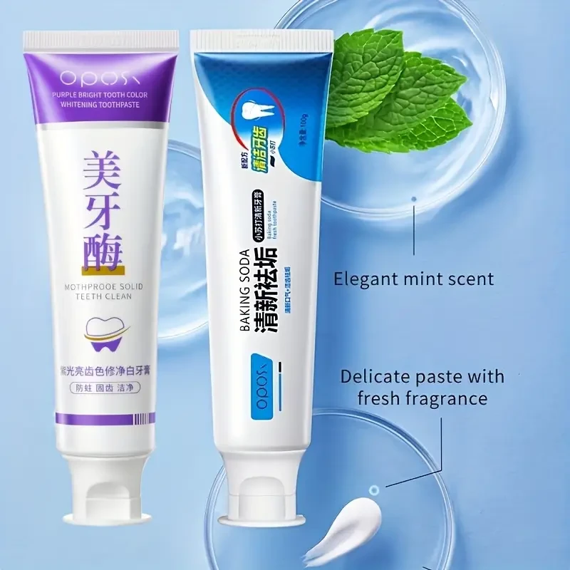 OPOSI Baking Soda & Peppermint Toothpaste – Probiotic 2-Pack Deep Cleaning & Whitening Formula