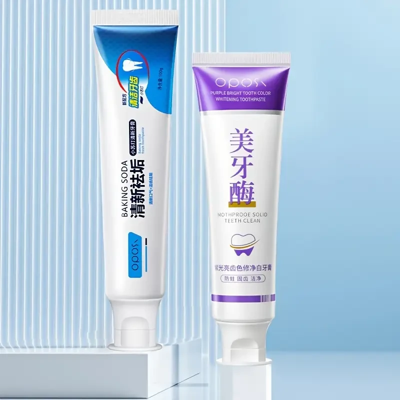 OPOSI Baking Soda & Peppermint Toothpaste – Probiotic 2-Pack Deep Cleaning & Whitening Formula