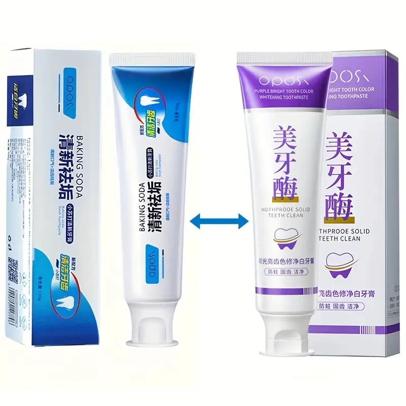 OPOSI Baking Soda & Peppermint Toothpaste – Probiotic 2-Pack Deep Cleaning & Whitening Formula