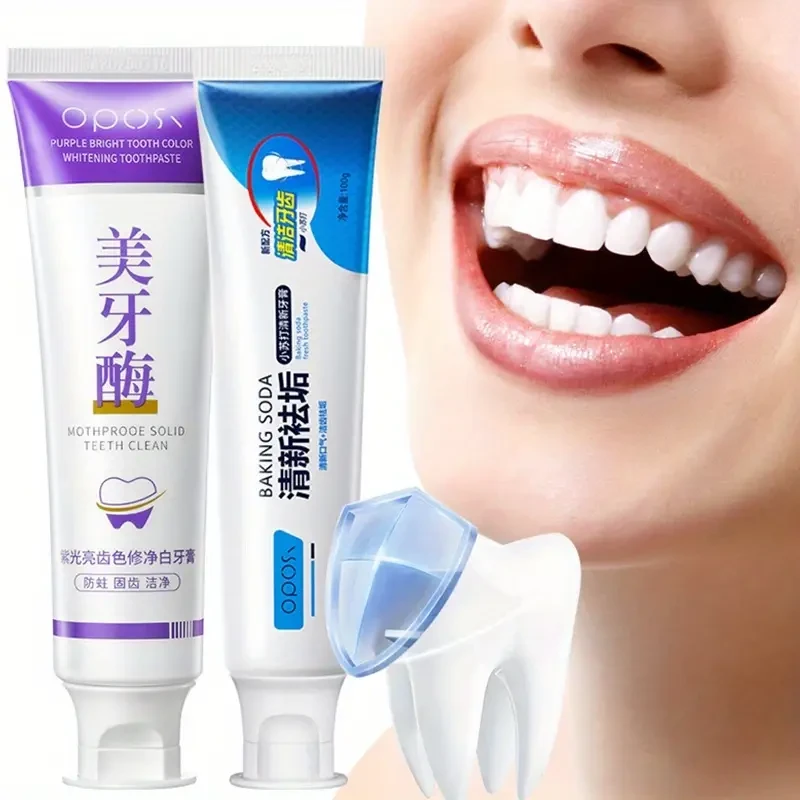 OPOSI Baking Soda & Peppermint Toothpaste – Probiotic 2-Pack Deep Cleaning & Whitening Formula